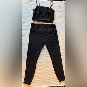 Black Two-Piece Activewear Set with Gold Stripe | JoyLab | M/L